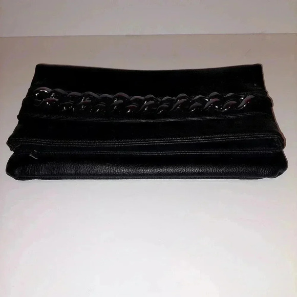 Black envelope clutch wallet with chain detail - Picture 4 of 8